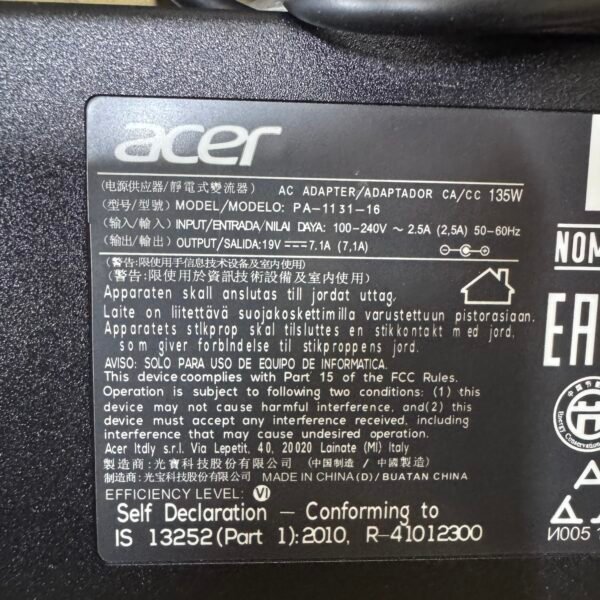img_5715 Cargador Acer Original 7.1A 135W Punta 5.5*1.7