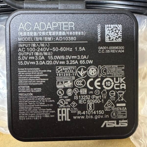 img_5800 Cargador Asus Original 3.25A 65W Tipo C Presentación Moderna