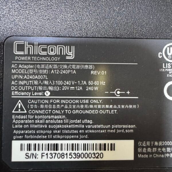 Cargador Chicony Original 12A 240W Punta 4.5*3.0